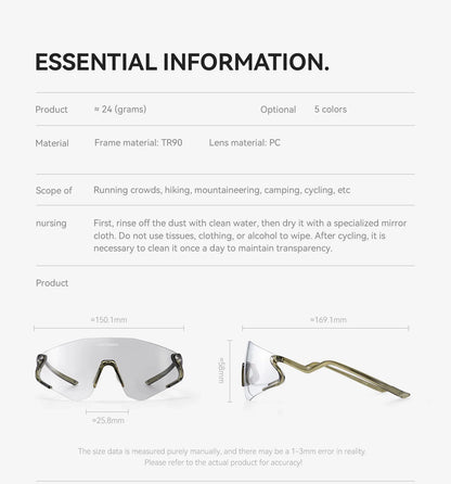 Photochromic Cycling Glasses Windproof Dustproof UV400 Protection Glasses Cycling Outdoor Sports Sunglasses Unisex