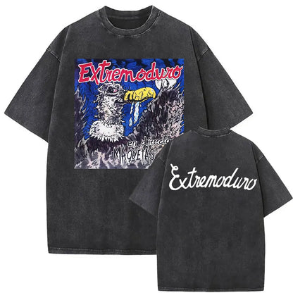 Rock Band EXTREMODURO Tour 2025 Vintage Washed T-shirt Men Women Fashion Hip Hop Street T Shirts Summer Loose Oversized T Shirt
