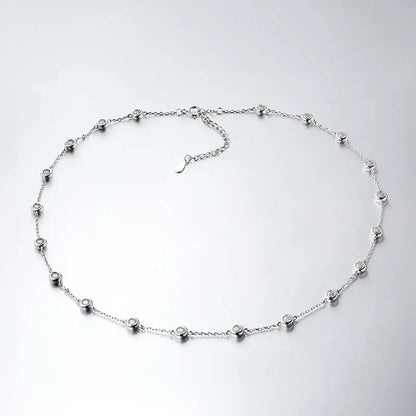 Sparkling Bubble 3mm 2cttw D Color Full Moissanite Tennis Necklace for Women S925 Silver Diamond Men Neck Chain Necklaces
