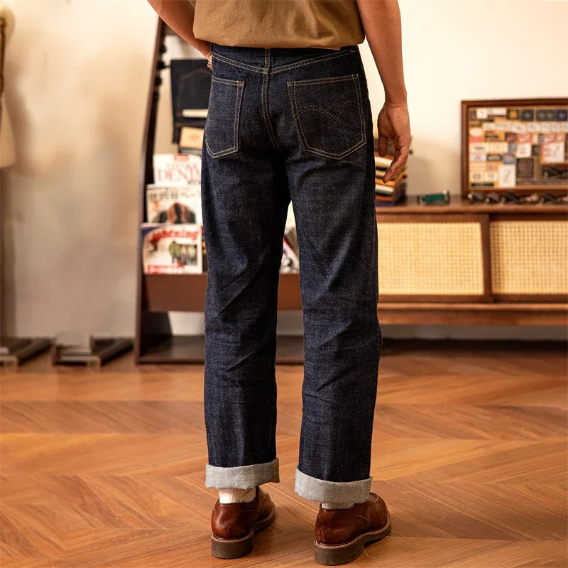 WWII Model Wide Straight Jeans One Wash 14oz Selvedge Denim