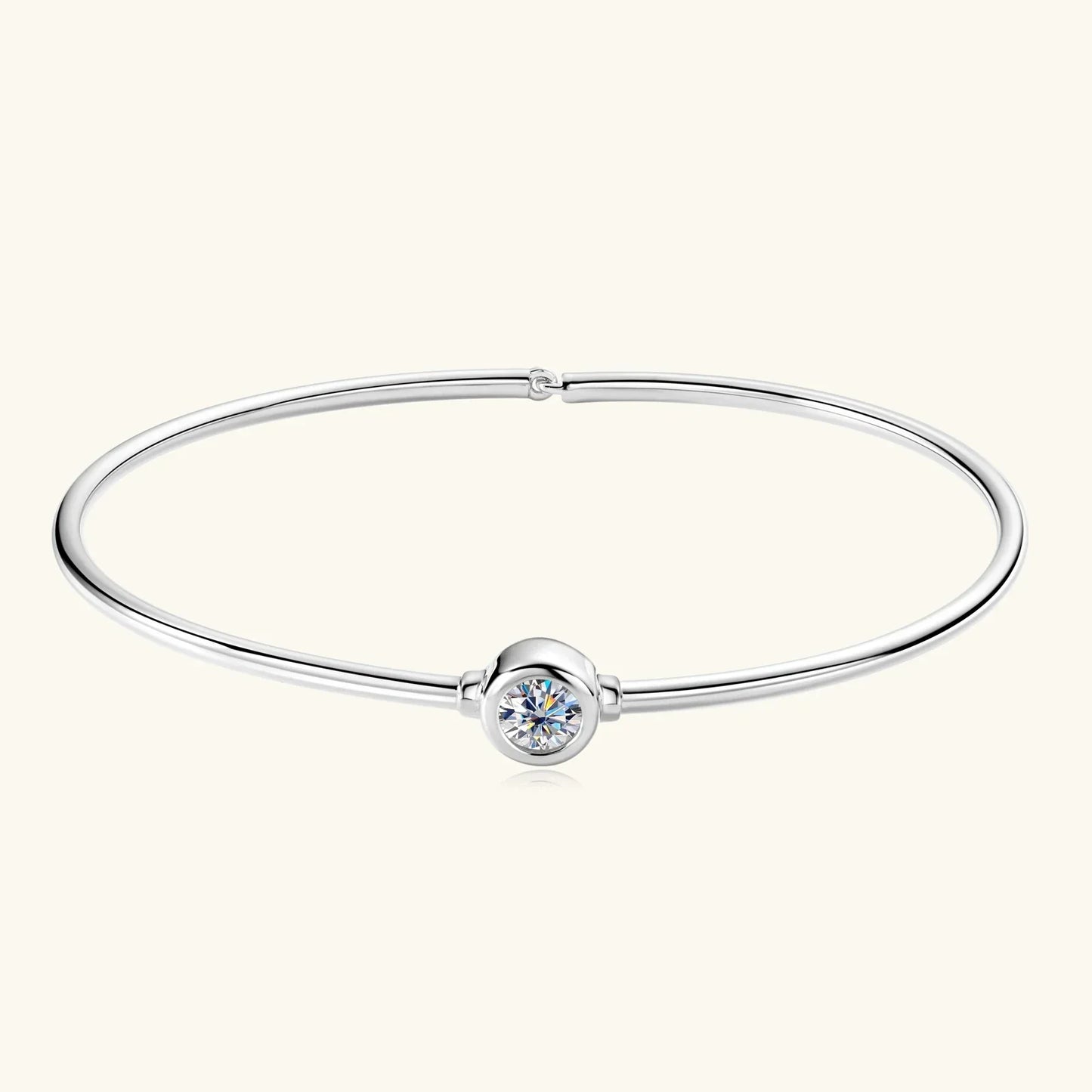 0.5CT Moissanite Bangle Bracelet 18K Gold Plated 925 Sterling Silver Classic Bangle Bezel Set Diamond Bracelet for Women Gifts