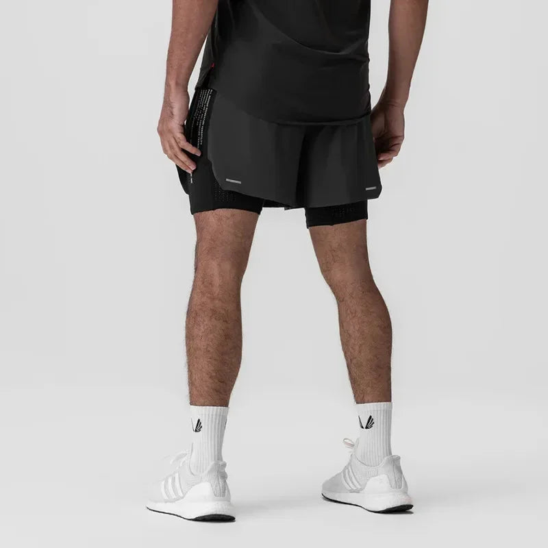 Men's Gym Shorts 2 in 1 Quick Dry Running Shorts Basketball Jogger Summer Fitness Workout Short Pants Bodybuilding Activewear