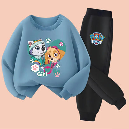 Boys and Girls Casual Hoodies Sets Cartoon Printed Children's Pullover Long Pant Two Piece Suit Kids Sweatsuit