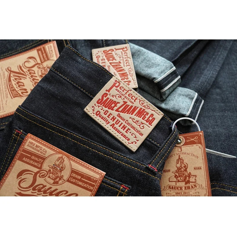 Summer Sanforized Selvedge Denim Jeans Cotton-ramie Men's Jeans Loose Fit High Rise 10oz