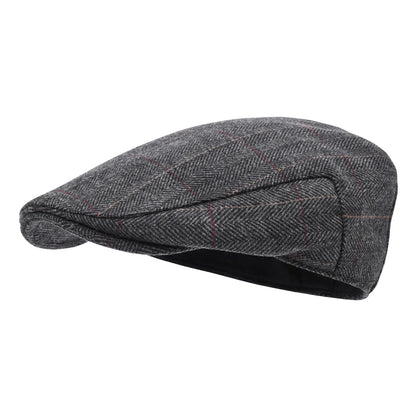 Men's Herringbone Flat Ivy Newsboy Hat Wool Blend Gatsby Cabbie Cap