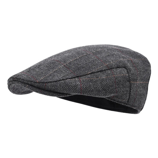 Men's Herringbone Flat Ivy Newsboy Hat Wool Blend Gatsby Cabbie Cap