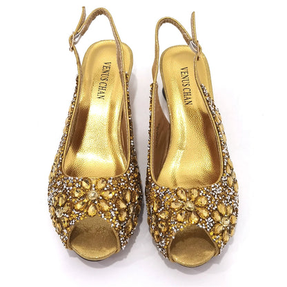 Summer Sandals for Party and Weddings Peep-Toe Bridal Shoes Women 2023 Comfortable Shoes and Bag Set for Lady