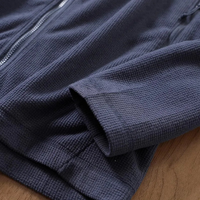 Outdoor Lightweight Fleece Sweatshirt Jacket Men's Zipper Closure Stand Collar Technical Fabric Comfortable Youth Fashion