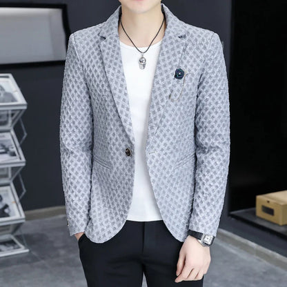 2024 Autumn New Fashion Handsome Men Business Leisure Banquet Shopping Slim-fit Korean Suit  Costume Croisé Homme  Blazer