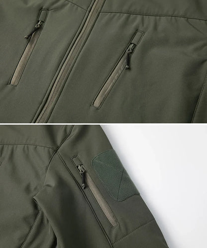 Men's Waterproof Softshell Tactical Jacket Winter Windproof Fleece Hoodie Jacket Outdoor Hiking Skiing Windbreaker Coat