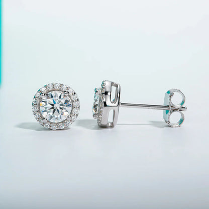 1cttw D Color Round Cut Moissanite Diamond  925 Sterling Silver Stud Earrings For Woman Jewelry Wholesale