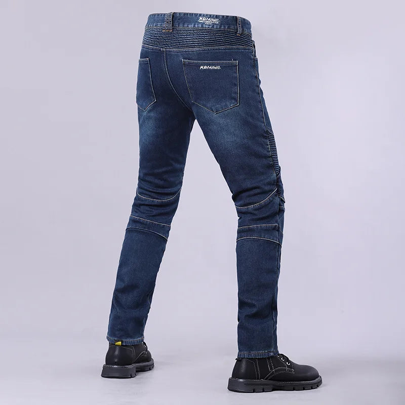 Men's Winter Biker Jeans Motocycle Denim Pants Male Stretch Original Long Trousers Off-road Protection Pants Plus Size 5XL