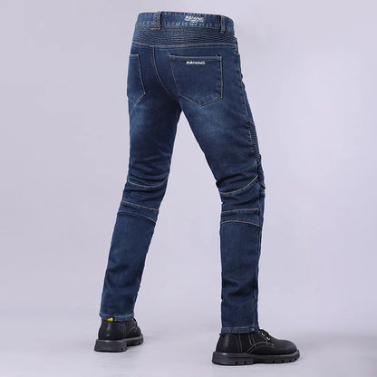 Men's Winter Biker Jeans Motocycle Denim Pants Male Stretch Original Long Trousers Off-road Protection Pants Plus Size 5XL