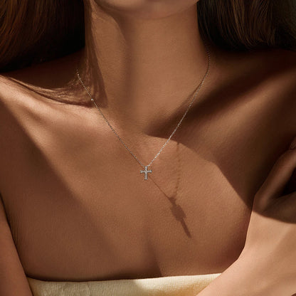 D Color Sparkling Moissanite Necklaces 925 Sterling Silver Simple Cross Pendant Necklace For Women Fine Jewelry Gifts
