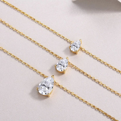 1-5ct Pear Cut Moissanite Pandent Necklace GRA Certified 925 Sterling Silver Plated 18k Gold Dainty Necklaces for Women