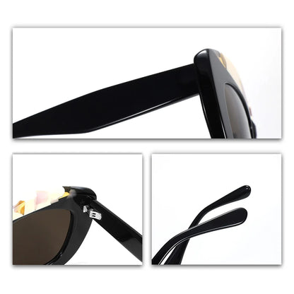 Young Fashion Sunglasses Retro Asymmetric Frame UV400 Square for Women Polarized Trendy Lightweight Street