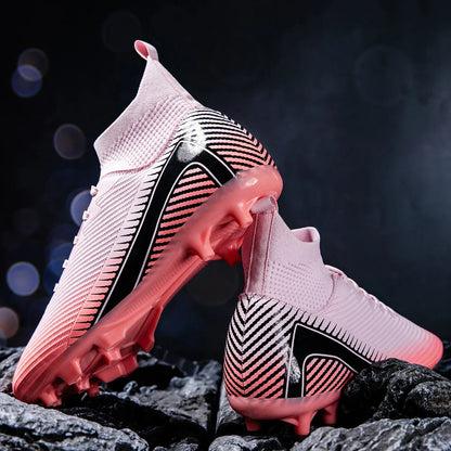 AG/FG Football Boots Unisex Kids Youth PU+Fabric Upper TPU Sole Anti-Slip Durable Outdoor Sports Pitch Training Shoes