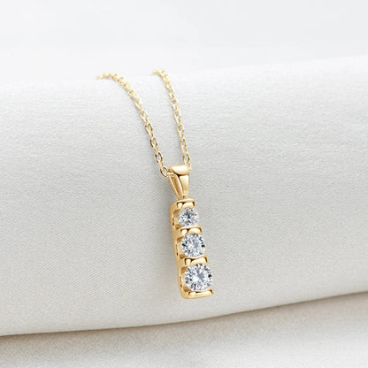 Certified D Color Three Stone Moissanite Pendant Necklace Collar Plata 925 Sterling Silver Necklaces for Women Jewelry