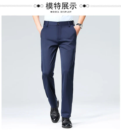 Men Suit Pants Light Thin Elastic Slim Fit Dress Pants Business Solid Casual Straight Leg Trouser Men Clothing Oversize 29-42