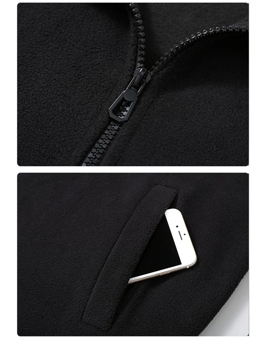 Solid Color Polar Fleece Jacket Men Winter Thcik Warm Fleece Jacket Coat Plus Size 12XL Fashion Casual Polar Fleece Coat Male