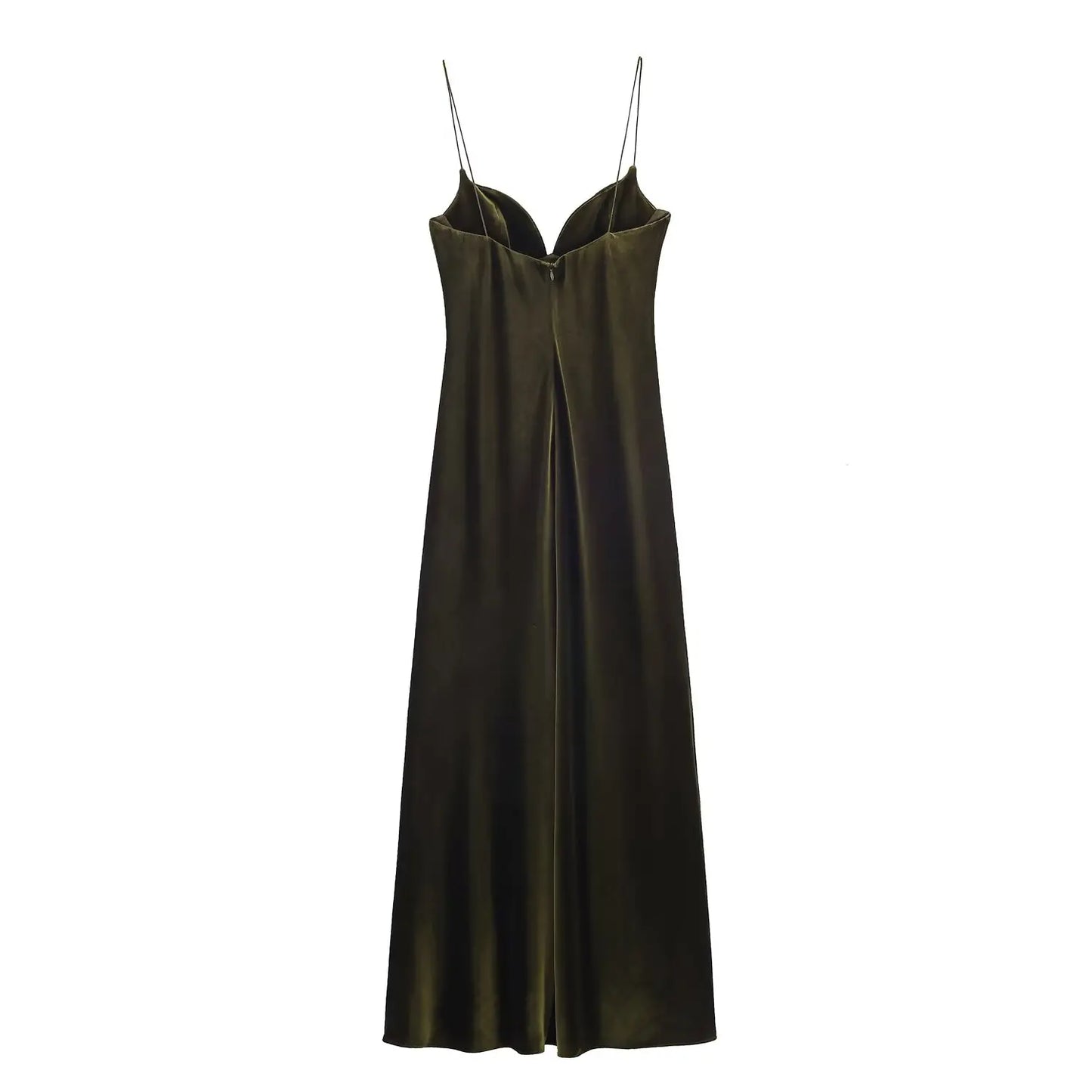 2025 Women Red V-Neck Holiday Style Satin Texture Long Dress Sleeveless Summer Women's Back Zipper Fashion Sling Dresses