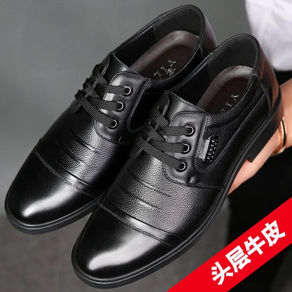 Men's Genuine Cow Leather Shoes Business Casual Shoes With Triple-Stitched Soles For Middle-Aged And Elderly Men 2025