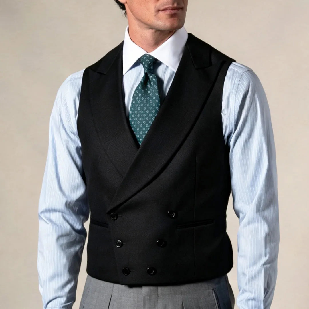 Men Vest Gray Double Breasted With Lapel Solid Waistcoat For Wedding Banquet Business Work Office Casual Daily Men Suit Vest