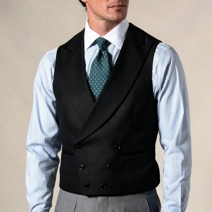 Men Vest Gray Double Breasted With Lapel Solid Waistcoat For Wedding Banquet Business Work Office Casual Daily Men Suit Vest