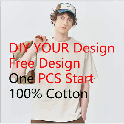 Men's and Women's Cotton Washed T-Shirt Custom Printed T-Shirt 230G Top DIY Your Favorite Pattern or Logo Fashionable Custom Top