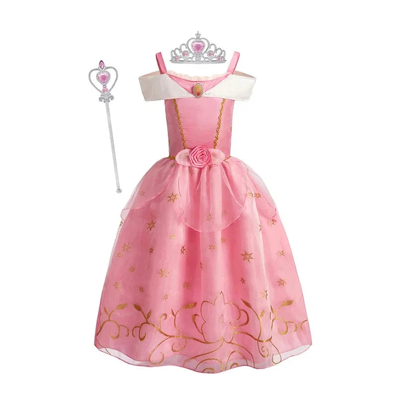 Girls Princess Dress Kids Cinderella Snow White Aurora Sofia Rapunzel Cinderella Halloween Costume Children Birthday Party Dress