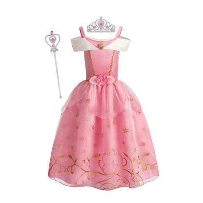 Girls Princess Dress Kids Cinderella Snow White Aurora Sofia Rapunzel Cinderella Halloween Costume Children Birthday Party Dress