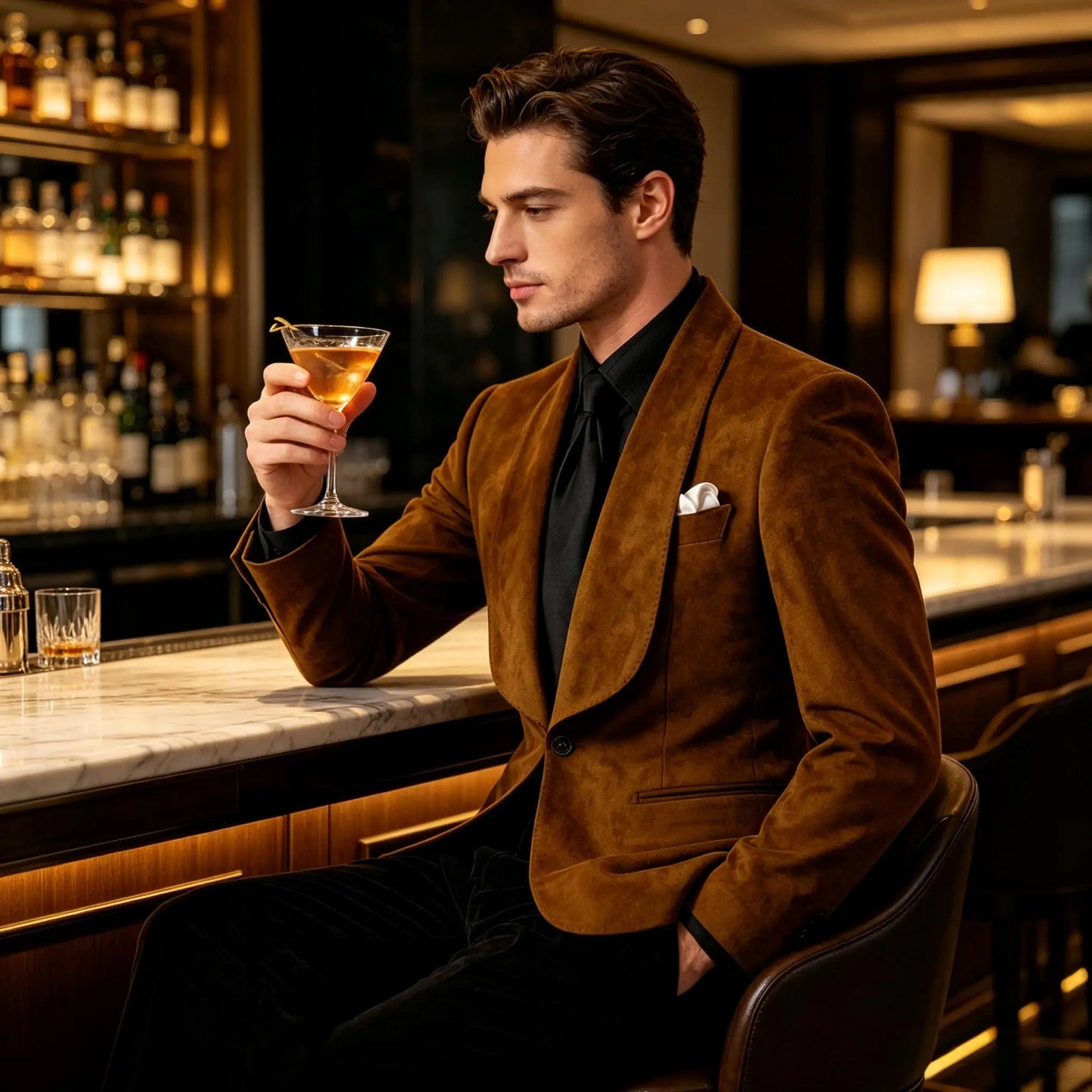 Men Suede Shawl Lapel Tuxedo Blazer Slim Fit One Button Formal Suit Jacket For Wedding Party Dinner Occasions