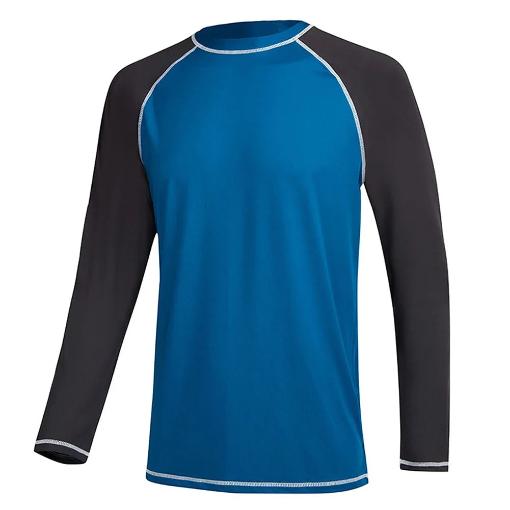 Men's Long Sleeve Swim Shirts Rashguard UPF 50+ UV Sun Protection Shirt Athletic Workout Running Hiking T-Shirt Swimwear