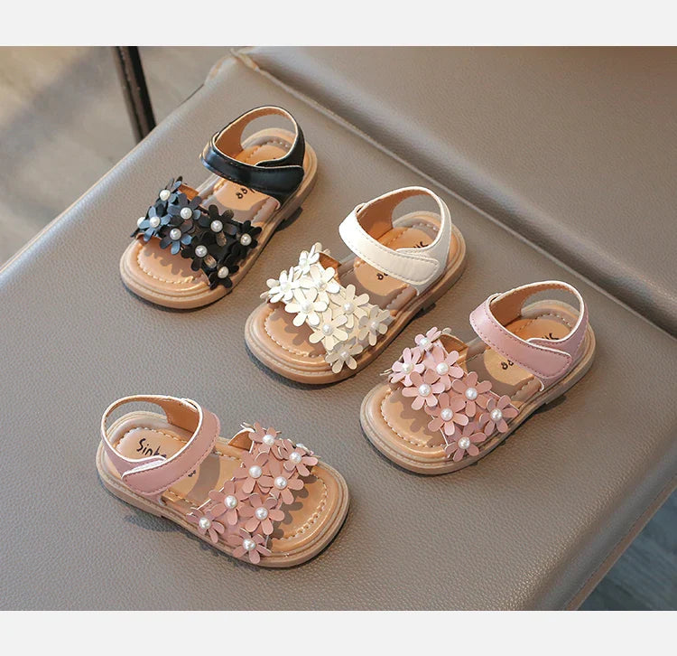 Little Girl's Shoes Bowknot New Summer Girls' Open-toe Sandals Princess Style, Beach Shoes, Soft Sole, Non-slip and Comfortable