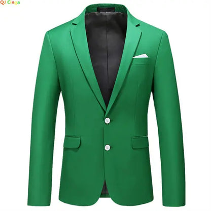 2026 New Men's Green Suit Jacket, Two Button V-Neck Coat, Wedding Party Formal Dress Tops Blue Red Yellow Green Blazers