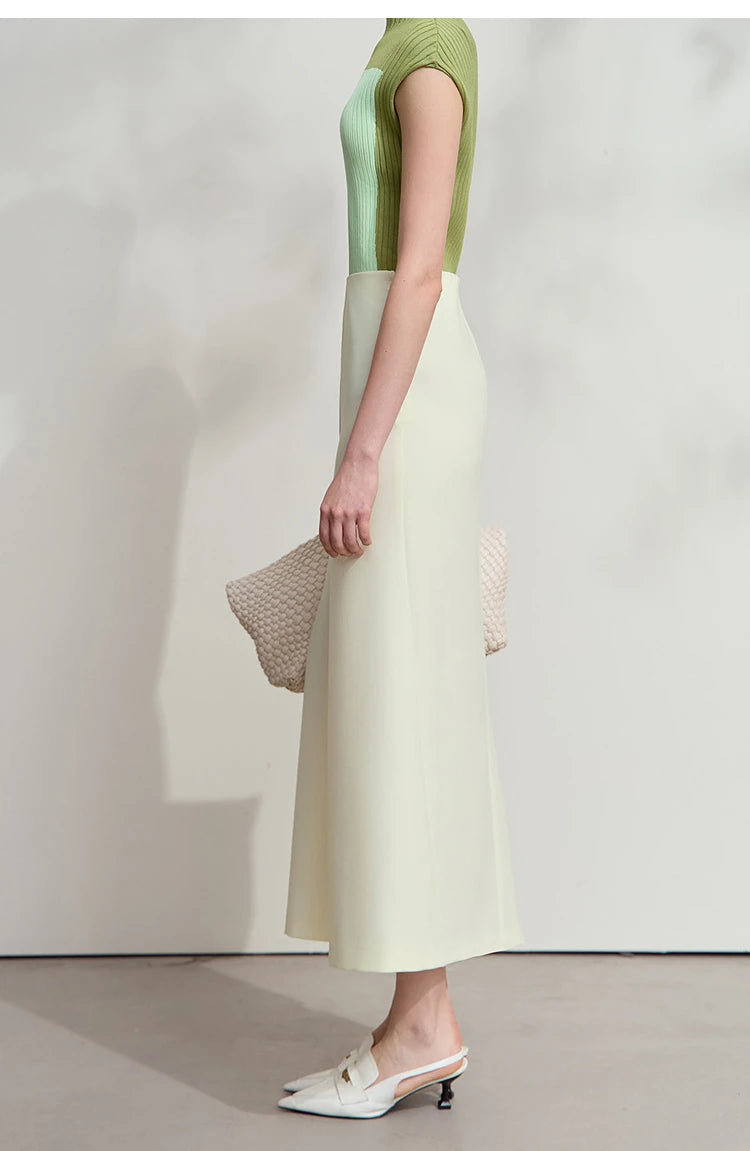 Minimalist Skirt Mermaid For Women 2025 Spring New Elegant Office Lady Solid Mid Length Slim Thin Elastic Skirts 12521065
