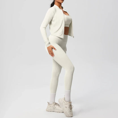 3pcs Sportswear Yoga Set Gym Sports Bra Zipper Jacket Leggings Clothes Sportswear Yoga Suits For Women Fitness Set Tracksuit