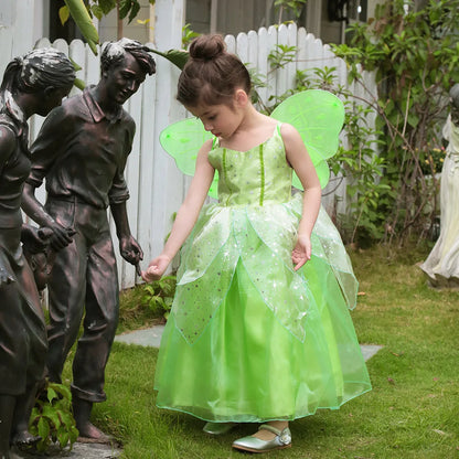 Girls Tinkerbell Fairy Dresses LED Light Up for Girls Costume Kids Cosplay Flower Fairy Princess Clothes Christmas Party Outfit