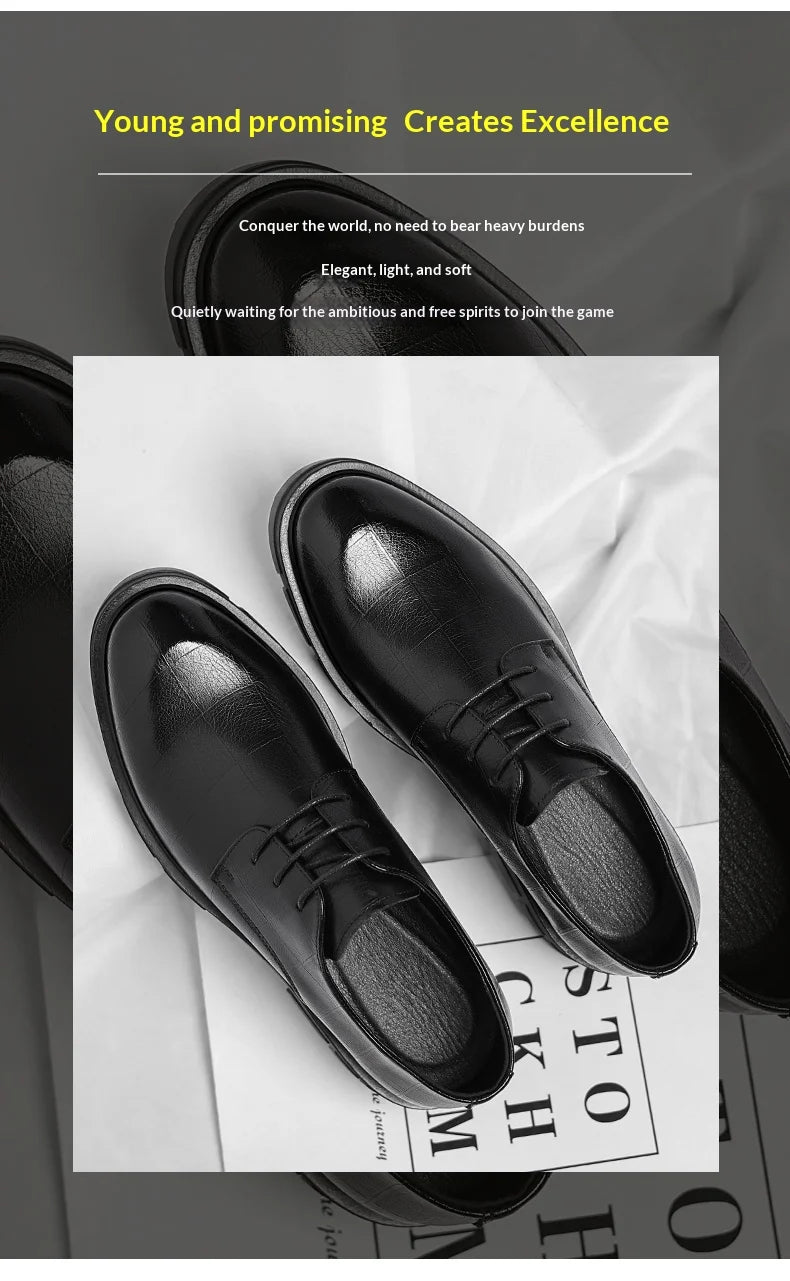 8-10cm Height Increasing Shoes for Men Platform Breathable Lift Casual Inside High Shoes Business Dress Elevator Leather Shoes