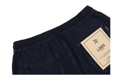 High Standard Series 2025 Summer New 13oz Indigo Sashiko Cloth Fabric Denim Shorts Loose 100% Cotton Vintage Shorts