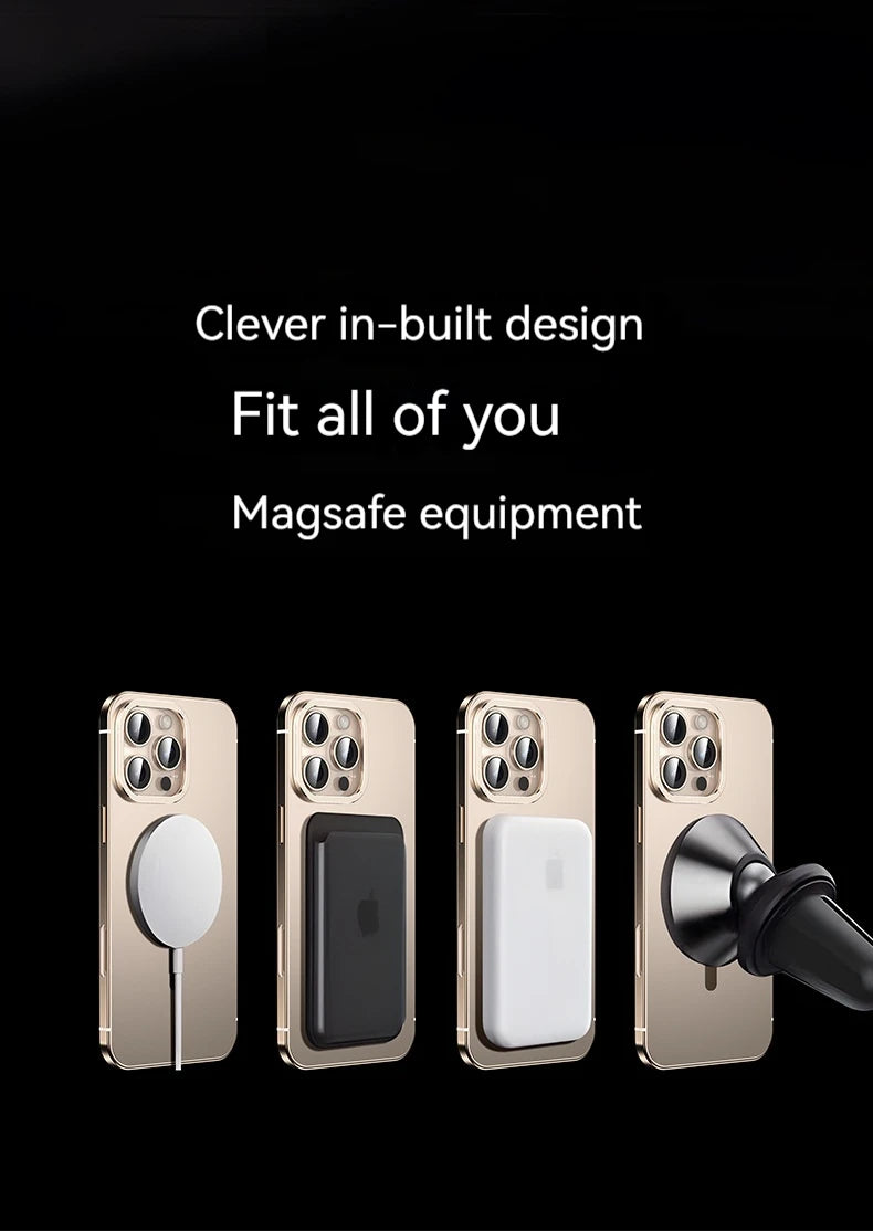 Aluminum Alloy Frame Magnetic Magsafe Matte PC Original Back Plate iPhone Case for 16 15 Pro Max Wireless Charging Protect Case