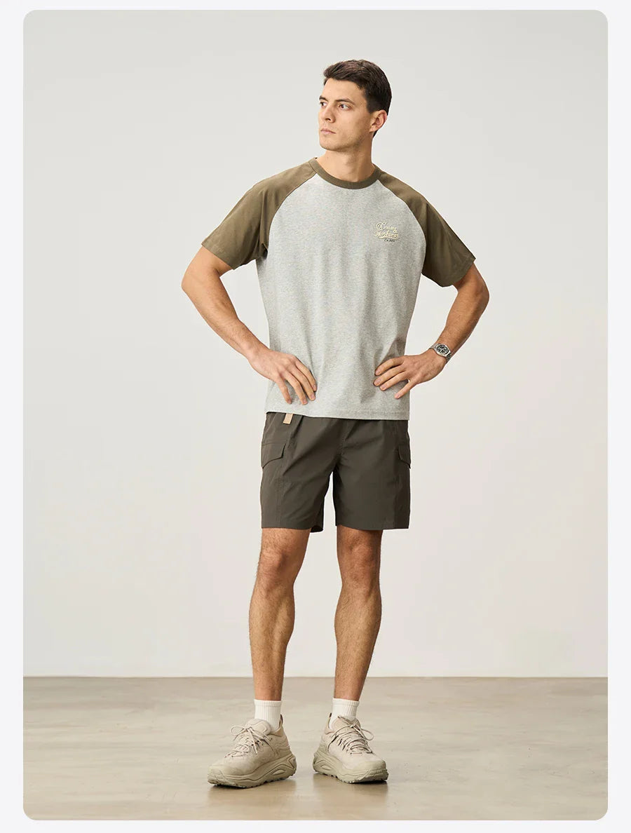2026 Summer New 240gsm Cool  Feeling Sorona Fabric T-shirts Men Oversize Raglan Sleeve Athletic Sports Gym Workout Tops