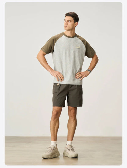 2026 Summer New 240gsm Cool  Feeling Sorona Fabric T-shirts Men Oversize Raglan Sleeve Athletic Sports Gym Workout Tops