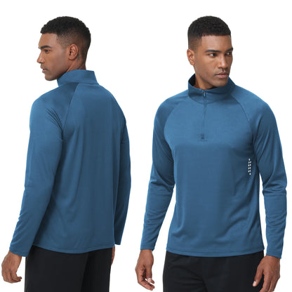 Summer Men UPF 50+ Long Sleeve T-Shirt, Breathable Rash Guard Pullover Tops for Sport Fishing Running Beach Surfing