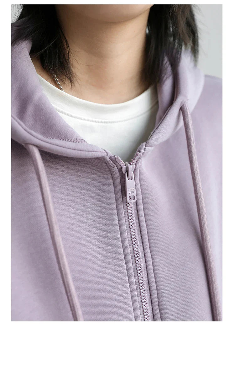 Women Sweatshirts Hoodies Solid Loose Casual Hooded Female Tops Lady Coat Medium Length Overcoat Spring Autumn 2025