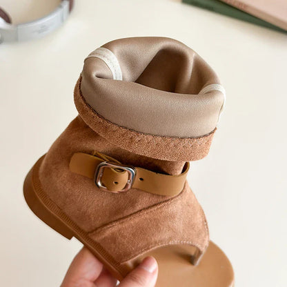 Summer Princess Long Pipe Boots Roman Sandals for Kids Girl Brand Design Ankle Strape Stretch-Satin Flip Flop Girls Shoes I06242