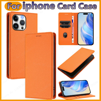 Flip Case For iPhone 16 Pro 15 14 Plus 13 11 Pro Max 12 Mini XR XS 7 8 6S Card holder Magnetic Leather Wallet Satnd Phone Cover
