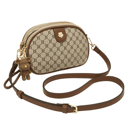Women Small Shoulder Bag Fashion Monogram PVC Lady Crossbody Handbag with Adjustable Strap