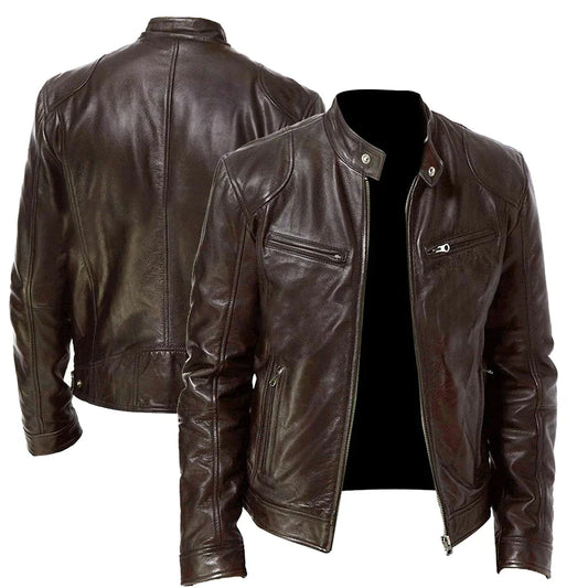 Motorcycle Equipment Men's Pu Leather Motorcycle Jacket Stand-up Collar Casual Leather Jacket Black Moto Racing Riding Jacket