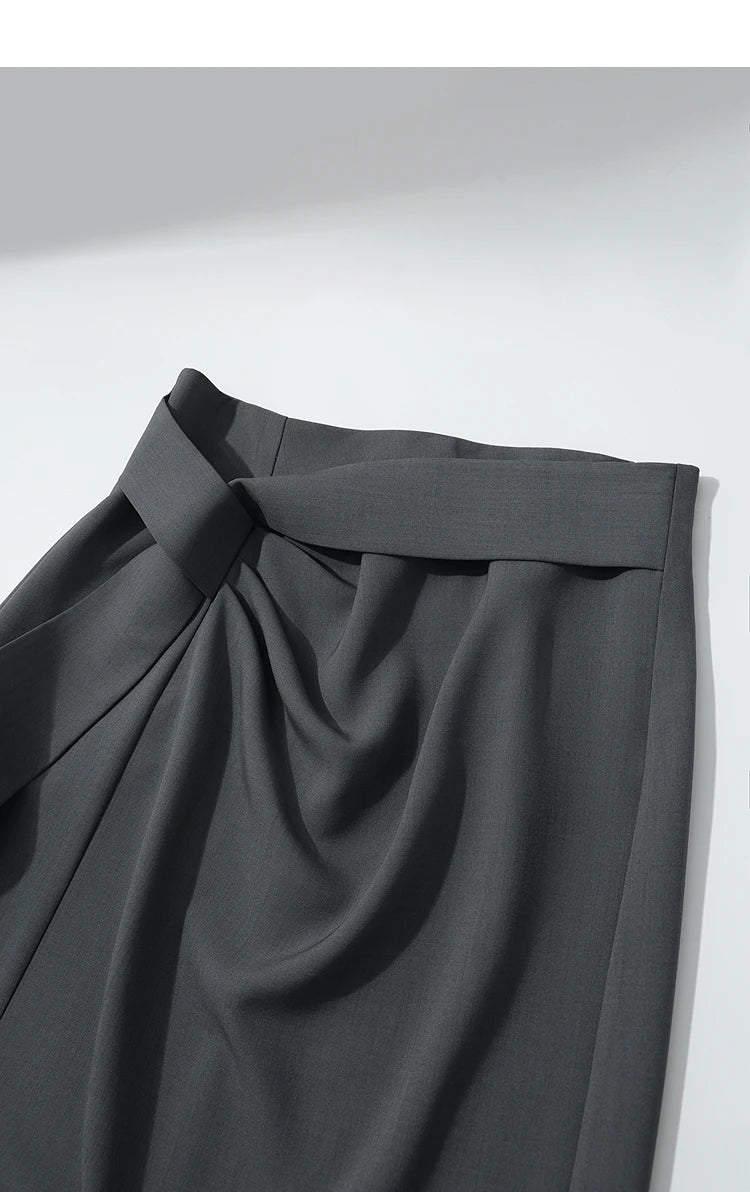 Women's Skirt 2026 Spring New H-Line Elegant Anti-wrinkle Split Skirt Solid Mid-length Versatile Woman Clothes 12621005